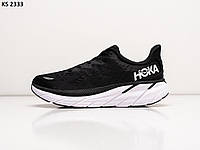 Мужские демисезонные кроссовки HOKA Clifton 8 (черно-белые) стильные повседневные кроссы KS 2333 Адидас