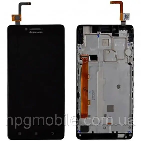 Дисплей для Lenovo A6000 (K30-T/K30-W) модуль (екран та сенсор) з рамкою, Чорний, фото 1