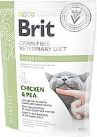 Brit VD Diabetes Cat.Беззерновой корм диета с курицей и горохом для поддержки при лечении диабета-400гр