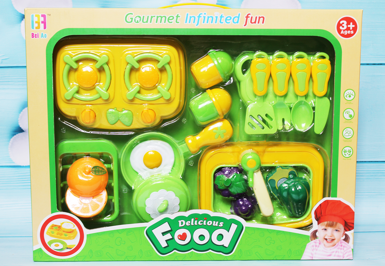 Дитячий ігровий набір Кухня з набором посуду 14 предметів  5003B-C, Дитяча ігрова кухня
