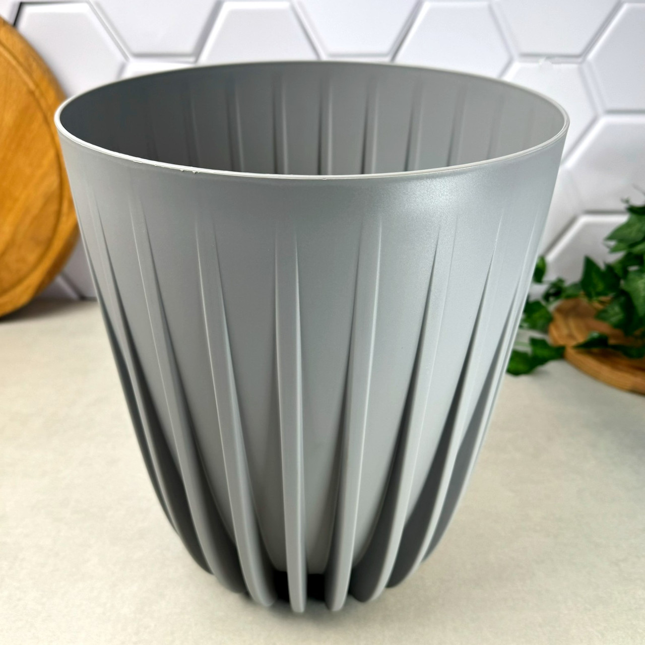 Високий квітковий горщик 25 см Міра Сірий Ламела