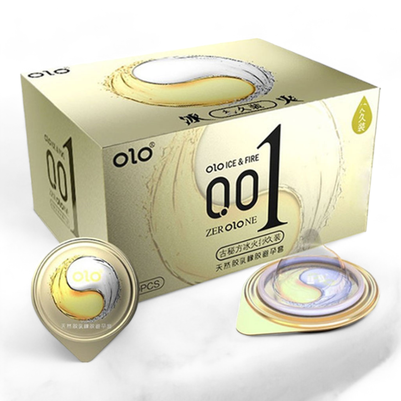 Презервативи OLO Ice Fire, що охолоджує всередині і розігріває зовні з ультратонкого латексу 10 шт., фото 1