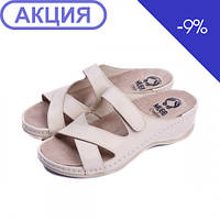 Женские кожаные тапочки NAPPA BEIGE 782, Mubb