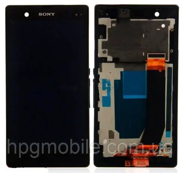 Дисплей для Sony Xperia Z C6602 модуль (екран та сенсор) з рамкою, Чорний, фото 1