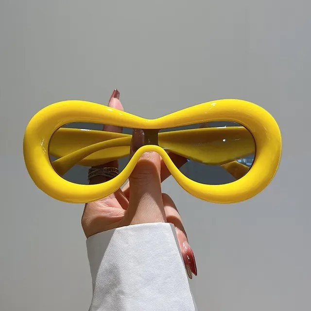 Жовті сонцезахисні окуляри, захист від ультрафіолетових променів UV400. Оригінальні окуляри для креативних людей.