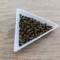 Бісер китайський великий 6/0 №23 - 10 грам триколірний, червоний, зелений, чорний