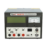 Блок питания Kaisi 1505TD 15V, 5A, цифровая/аналоговая индикация, автовосстановление после КЗ, тестер, USB