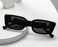 Окуляри жіночі на літо від сонця чорні прямокутної форми, окуляри для жінок з пластика сонцезахисні на пляж