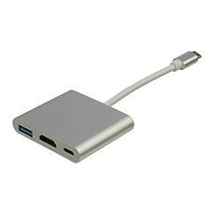 DR Мультиадаптер хаб Type-C — HDMI + USB3.0 + Type-C білий
