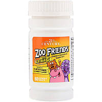 Детские Мультивитамины с Витамином C, Zoo Friends, 21st Century, 60 жевательных таблеток BB, код: 7331340