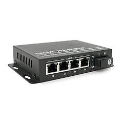 4-портовий медіаконвертор ONV-0110S-SCX-S4-B, 4*100М RJ45 + 1*SC порт (single mode single fiber,1310/1550nm,