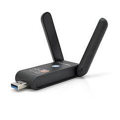 Бездротовий мережевий адаптер Wi-Fi-USB3.0 Merlion LV-UAC15, RTL8812BU, з 2 антенами 10 см, 802.11bgn,