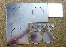 Дзеркальні пластикові наклейки Квадрати-кола 19шт срібні, фото 2