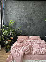 Уютный пудровый полутораспальный комплект сатинового постельного белья, цветное постельное белье 100% хлопок