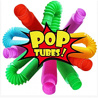 Іграшка антистрес Pop Tubes ігровий набір трубок 6шт Різнокольоровий