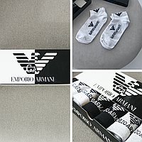 Короткие носки с брендовым принтом Emporio Armani var3 Мужские носки в подарочной упаковке 6 пар