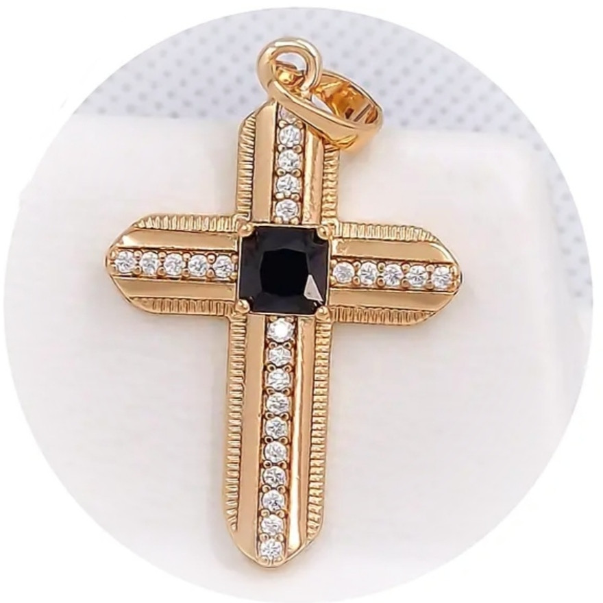 Хрестик Xuping Jewelry довжина з вушком 3.7см ширина 2см на ланцюжок до 5мм медичне золото  к371