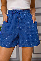 Свободные женские шорты на резинке, цвет Синий в горох.