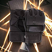 Перчатки для ММА смешанных единоборств натуральная кожа ZELART VL-3098 Черные S