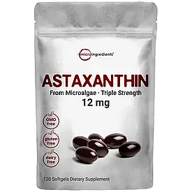 Astaxanthin 12mg, 120 Softgels Астаксантин 12мг, 120 желатинових капсул, строк до 13/08/2026