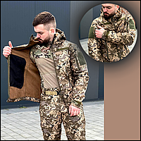 Прочная армейская тактическая куртка soft shell пиксель осень, куртка боевая софт шелл зсу, куртка военторг