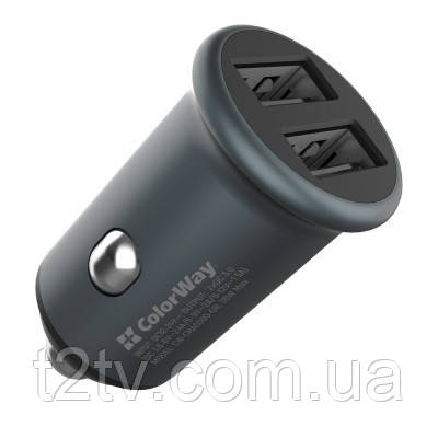 Зарядний пристрій ColorWay 2USB Quick Charge 3.0 (36W) Gray (CW-CHA036Q-GR)
