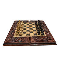Игральный набор 3 в 1 шахматы шашки нарды из дерева Арбуз 55*25*7 см 191425 z112-2024
