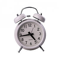 Настольные часы с будильником Clock на батарейках, белый