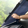 Шторка сонцезахисна в авто NJ-527 тканина+фольга висувна 70 см, фото 8