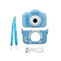Детский фотоаппарат в чехле Smart Kids Camera Голубой 2438 PS