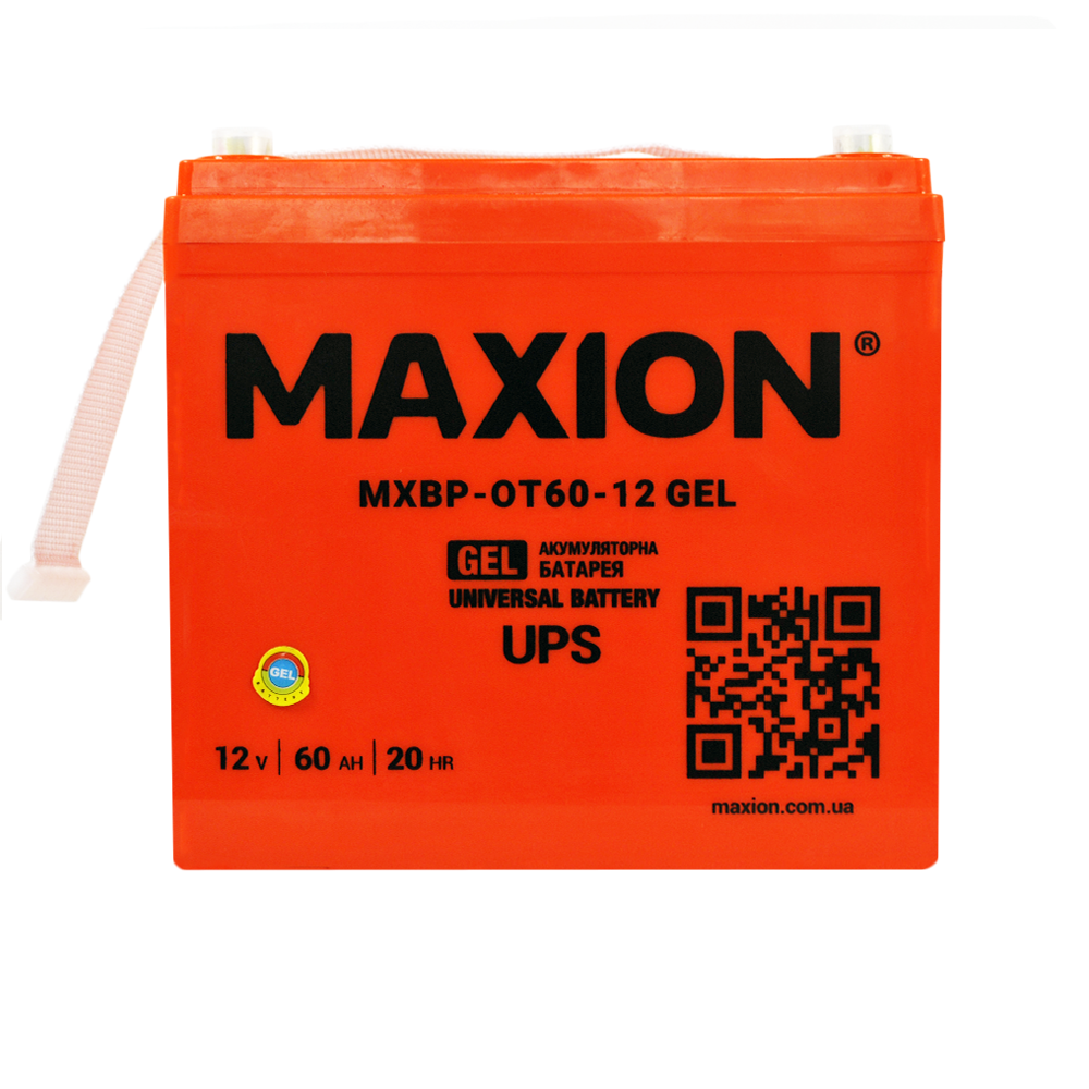 Промисловий акумулятор MAXION MXBP-OT 60-12 GEL (12V, 60Ah, +/-), фото 1