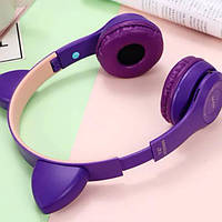 Беспроводные Bluetooth наушники с кошачьими ушками и лед подсветкой Y47 Cat Ear Фиолетовые 5567 PS