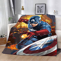 Плед Марвел Капитан Америка Мстители качественное покрывало с 3D рисунком размер 160х200 хит