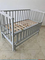 Кроватка деревянная для новорожденных Анастасия 2, маятник, 120-60 см, бук, Серый хит