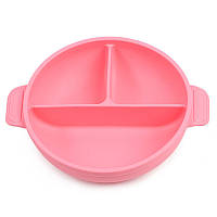 Глубокая трехсекционая силиконовая тарелка 2Life Y14 560 мл Розовый (v-11081) GT, код: 8216335