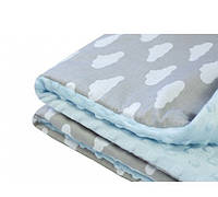 Одеяло плед детский плюшевый minky в кроватку или коляску, 80х90 см, Облака хит