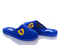 Тапочки подростковые мальчик домашние комнатные PaGo "Желтый Ferrari" Синие