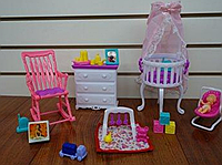 Лялькова меблі для Барбі Дитяча кімната, трюмо, крісло, ліжко, пупс Gloria хіт