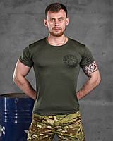 Мужская летняя тактическая футболка олива Руны, Зеленая военная футболка олива руны війни для ВСУ Украины