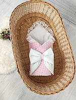 Детский универсальный конверт - плед на выписку, одеяло в коляску, размер 80-80 см, розовый хит
