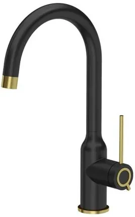 Кухонний змішувач Quadron Ingrid Q Line Very Black Czarny Mat Wykończenie Złote (3523500_BLMPVDG1), фото 1