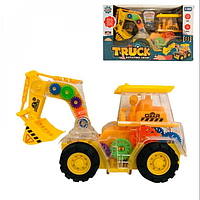 Игрушка Трактор с шестеренками с подсветкой и звуком Truck Rotating Gear Желтый 15316 PS