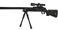 Винтовка снайперская с треногой стреляет с прицелом пластиковыми пулями цвет черный 110 см хит