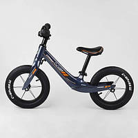 Велобег двухколесный, колеса 12" надувные, алюминиевый руль Corso Синий хром 15632 PS