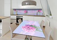 Наклейка 3Д виниловая на стол Zatarga «Лиловая гортензия» 650х1200 мм для домов, квартир, сто GT, код: 6440303
