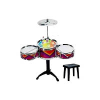Барабанная установка со стульчиком Jazz Drum Цветная полоска 14359 PS