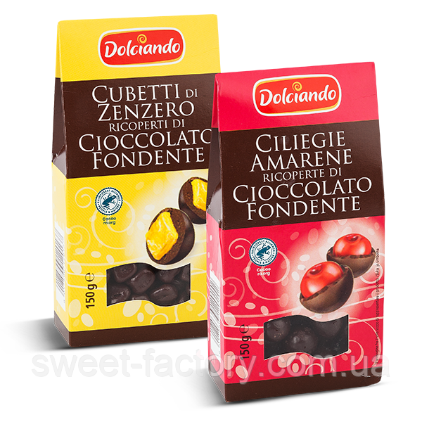 Цукерки Dolciando Ciliegie Amarene Cioccolato Fondente 150g