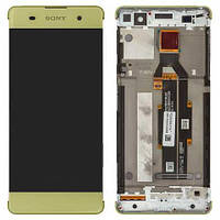 Дисплей Sony Xperia XA F311 (F3112 /F3113 /F3115 /F3116 ) модуль (экран и сенсор) с рамкой, оригинал, Золотой