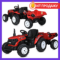 Детский электромобиль трактор с прицепом M 5772EBR-3 красный