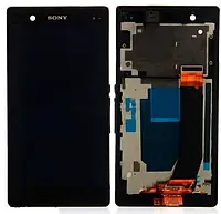 Дисплей для Sony Xperia Z C6602 модуль (екран та сенсор) з рамкою, Чорний